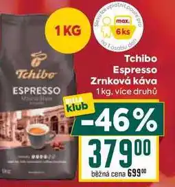 Billa Tchibo Espresso Zrnková káva 1kg nabídka