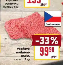 Billa Vepřové mělněné maso cena za 1 kg nabídka