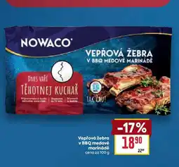 Billa Vepřová žebra v BBQ medové marinádě cena za 100 g nabídka