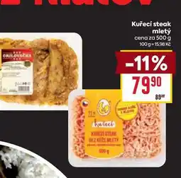 Billa Kuřecí steak mletý cena za 500 g nabídka