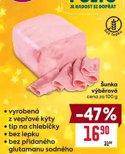 Billa Šunka výběrová cena za 100 g nabídka