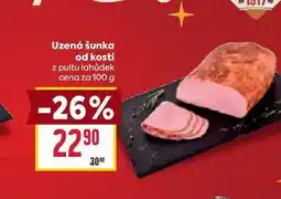 Billa Uzená šunka od kosti z pultu lahůdek cena za 100 g nabídka
