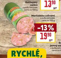 Billa Mortadela s olivami z pultu lahůdek cena za 100 g nabídka