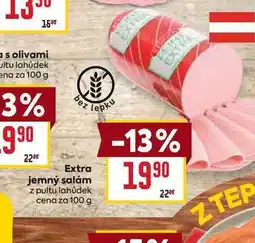 Billa Extra jemný salám z pultu lahůdek cena za 100 g nabídka