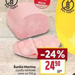 Billa Šunka Marina z pultu lahůdek cena za 100 g nabídka