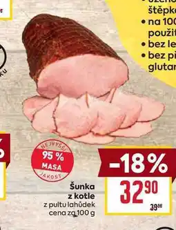 Billa Šunka z kotle z pultu lahůdek cena za 100 g nabídka