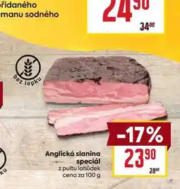 Billa Anglická slanina speciál z pultu lahůdek cena za 100 g nabídka