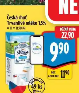 Albert Česká chuť Trvanlivé mléko 1,5% 1 l nabídka