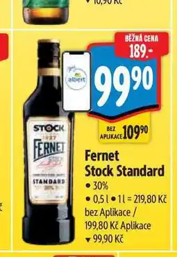 Albert Fernet Stock 0,5l, vybrané druhy 0.5l nabídka