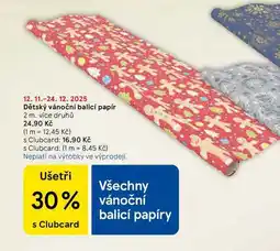 Tesco Dětský vánoční balicí papír 2 m. více druhů nabídka
