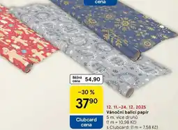 Tesco Vánoční balicí papír 5 m, více druhů nabídka