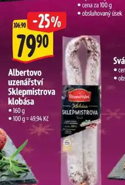 Albert Albertovo uzenářství Sklepmistrova klobása 160 g nabídka