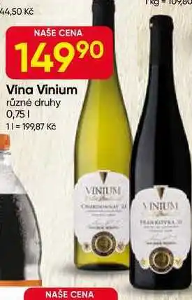 Vína Vinium různé druhy 0,75l