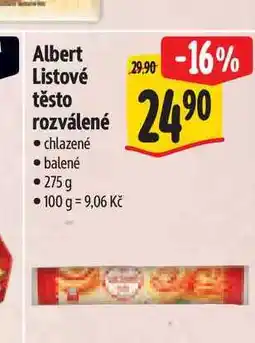Albert Albert Listové těsto rozválené 275 g nabídka