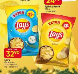 Hruška Lay's různé druhy 120-130g+25% nabídka