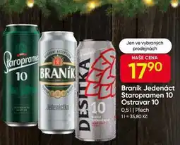 Hruška Braník Jedenáctka pivo ležák světlý 0,5l plech nabídka