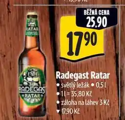 Albert Radegast Ratar 0,5 l nabídka
