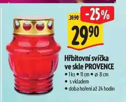 Albert Hřbitovní svíčka ve skle PROVENCE 1ks 11 cm 8 cm nabídka