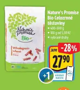 Albert Nature's Promise Bio Celozrnné těstoviny 400-500 g nabídka