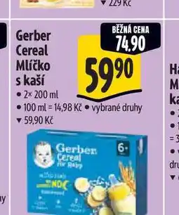 Albert Gerber Cereal Mlíčko s kaší 2x 200 ml nabídka