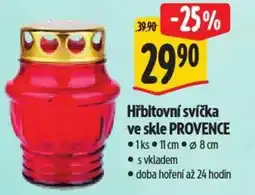 Albert Hřbitovní svíčka ve skle PROVENCE nabídka