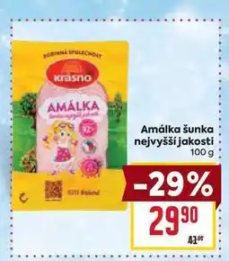 Billa Amálka šunka nejvyšší jakosti 100 g nabídka