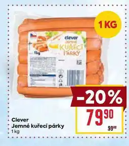Billa Clever Jemné kuřecí párky 1 kg nabídka