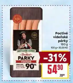 Billa Poctivé vídeňské párky 180 g nabídka
