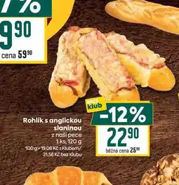 Billa Rohlík s anglickou slaninou z naší pece 1 ks, 120 g nabídka