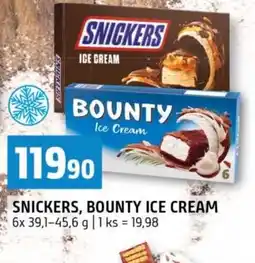 Terno Snickers, bounty ice cream nabídka
