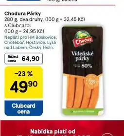 Tesco Chodura párky nabídka