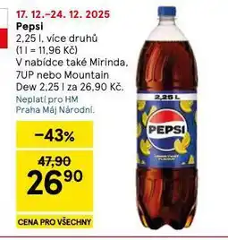 Tesco Pepsi, mirinda, 7up, mountain dew nabídka