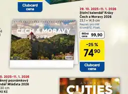 Tesco Stolní kalendář krásy čecha a moravy 2026 nabídka