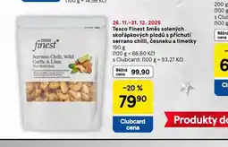 Tesco Směs solených skořápkových plodů s příchutí serrano chilli, česneku a limetky nabídka