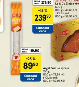 Tesco Argal fuet se sýrem nabídka
