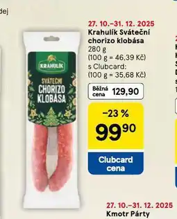 Tesco Krahulík sváteční chorizo klobása nabídka
