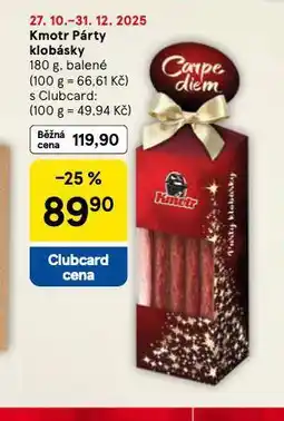 Tesco Kmotr párty klobásky nabídka