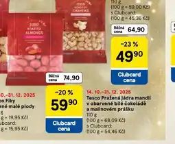 Tesco Pražená jádra mandlí v obarvené bílé čokoládě a malinovém prášku nabídka