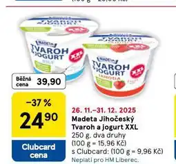 Tesco Madeta jihočeský tvaroh a jogurt xxl nabídka