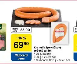Tesco Krahulík špekáčkový točený salám nabídka