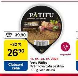 Tesco Veto patifu prémiová tofu paštika nabídka