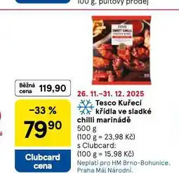 Tesco Kuřecí křídla ve sladké chilli marinádě nabídka