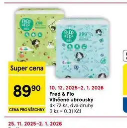 Tesco Fred & flo dětské vlhčené ubrousky nabídka
