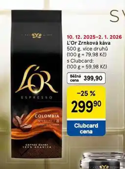 Tesco L´or zrnková káva nabídka