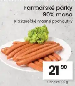 Kubík potraviny Farmářské párky 90% masa nabídka