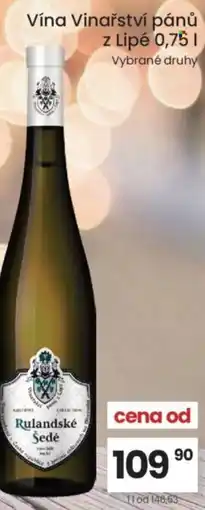 Kubík potraviny Vína Vinařství pánů z Lipé nabídka