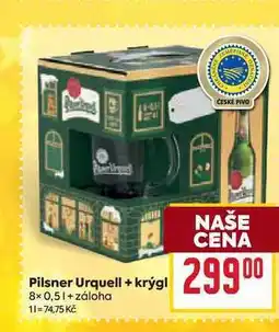 Billa Pilsner Urquell + krýgl 8× 0,5l nabídka