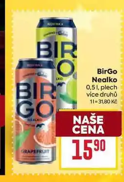 Billa BirGo Nealko 0,51, plech nabídka