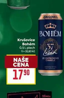 Billa Krušovice Bohém 0,51, plech nabídka