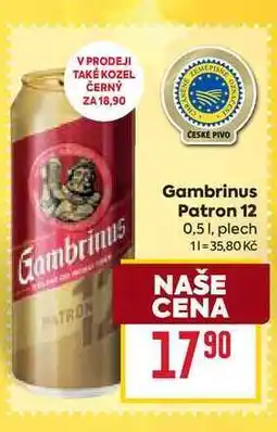 Billa Gambrinus Patron 12 0,51, plech nabídka